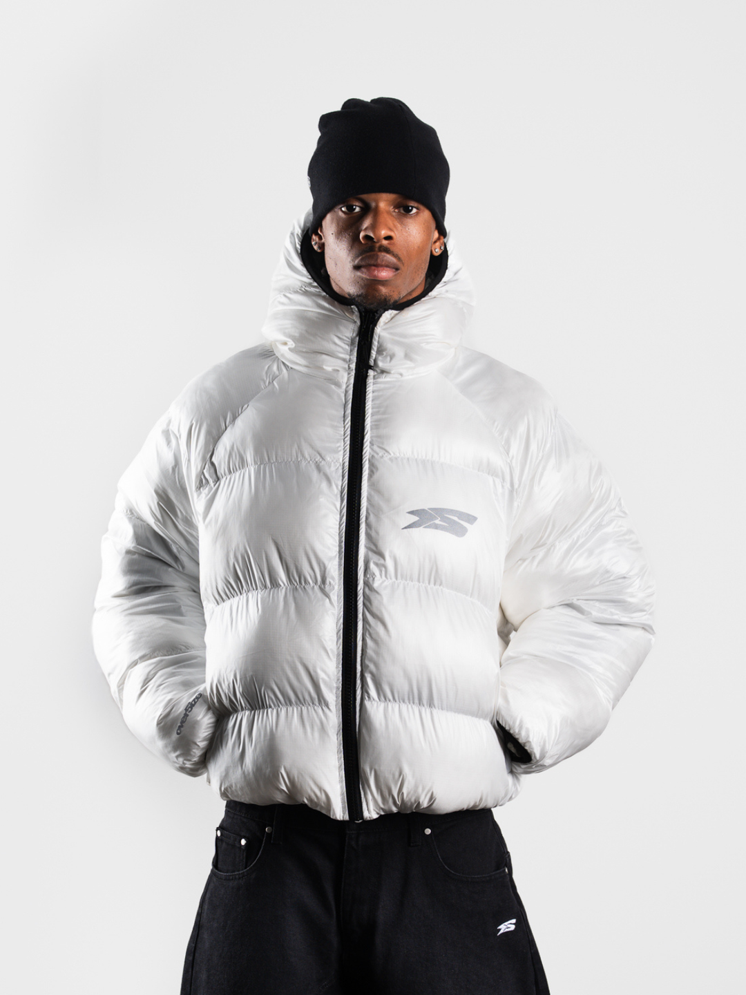 OVER5IZE "DUO" REVERSIBLE PUFFER JACKET CAMO & WHITE