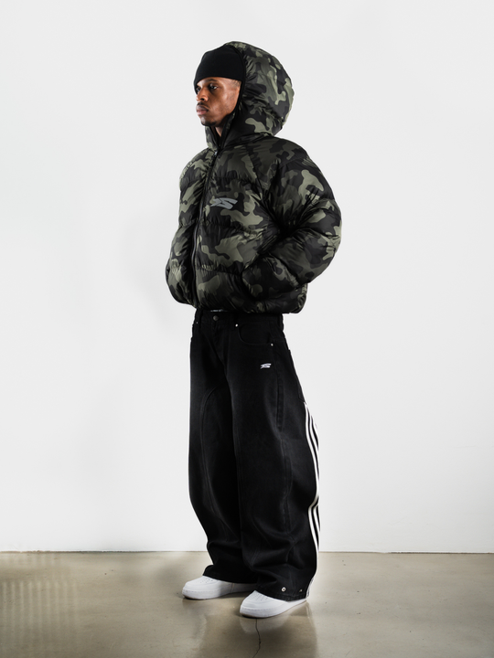 OVER5IZE "DUO" REVERSIBLE PUFFER JACKET CAMO & WHITE