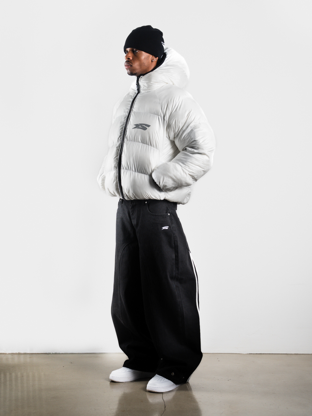 OVER5IZE "DUO" REVERSIBLE PUFFER JACKET CAMO & WHITE