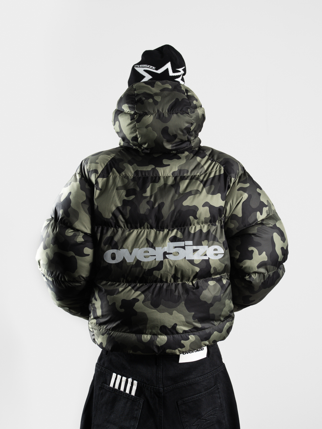 OVER5IZE "DUO" REVERSIBLE PUFFER JACKET CAMO & WHITE
