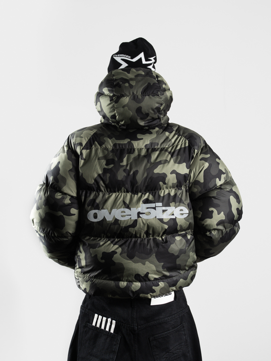 OVER5IZE "DUO" REVERSIBLE PUFFER JACKET CAMO & WHITE