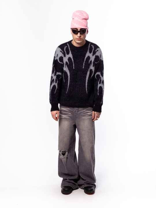 OVER5IZE "rime" SWEATER BLACK