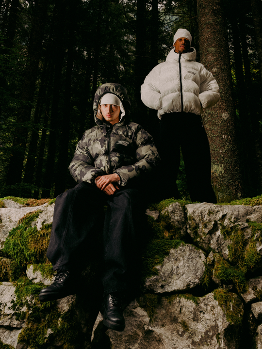 OVER5IZE "DUO" REVERSIBLE PUFFER JACKET CAMO & WHITE