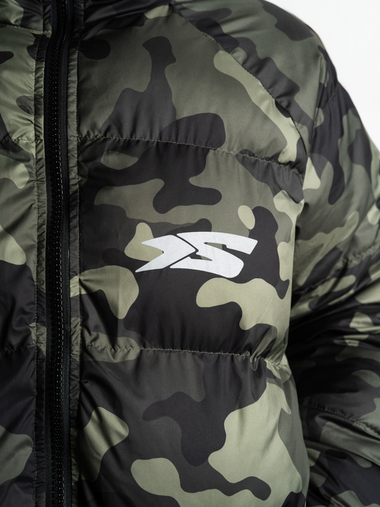 OVER5IZE "DUO" REVERSIBLE PUFFER JACKET CAMO & WHITE