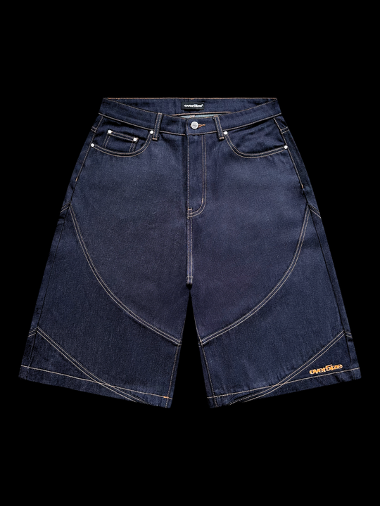 OVER5IZE "struct" RAW DENIM JORTS BLUE