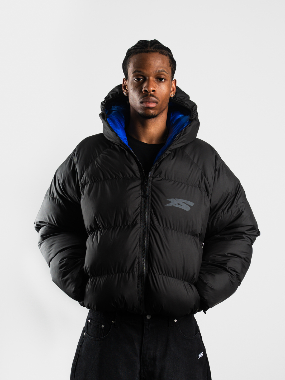 OVER5IZE "DUO" REVERSIBLE PUFFER JACKET BLUE & BLACK