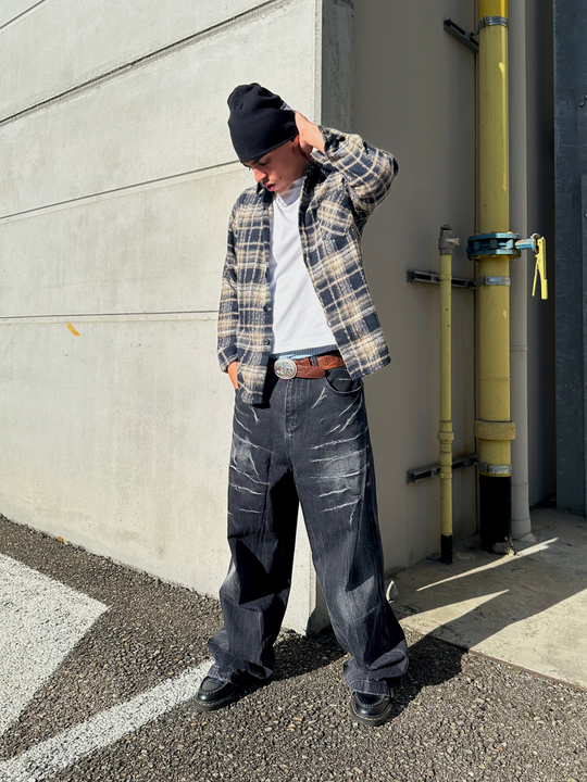 OVER5IZE "shelter" OVERSHIRT ASH BROWN