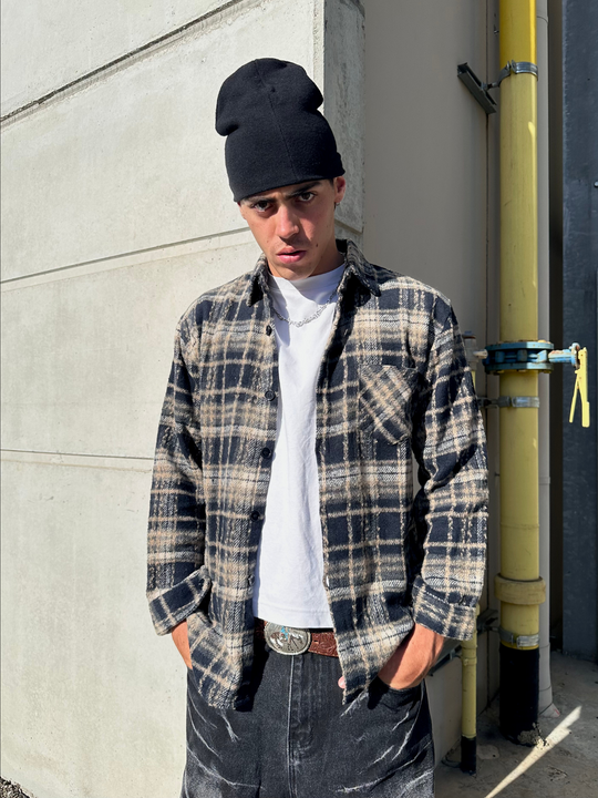 OVER5IZE "shelter" OVERSHIRT ASH BROWN
