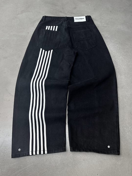 OVER5IZE “stripy” DUAL FIT JEANS BLACK