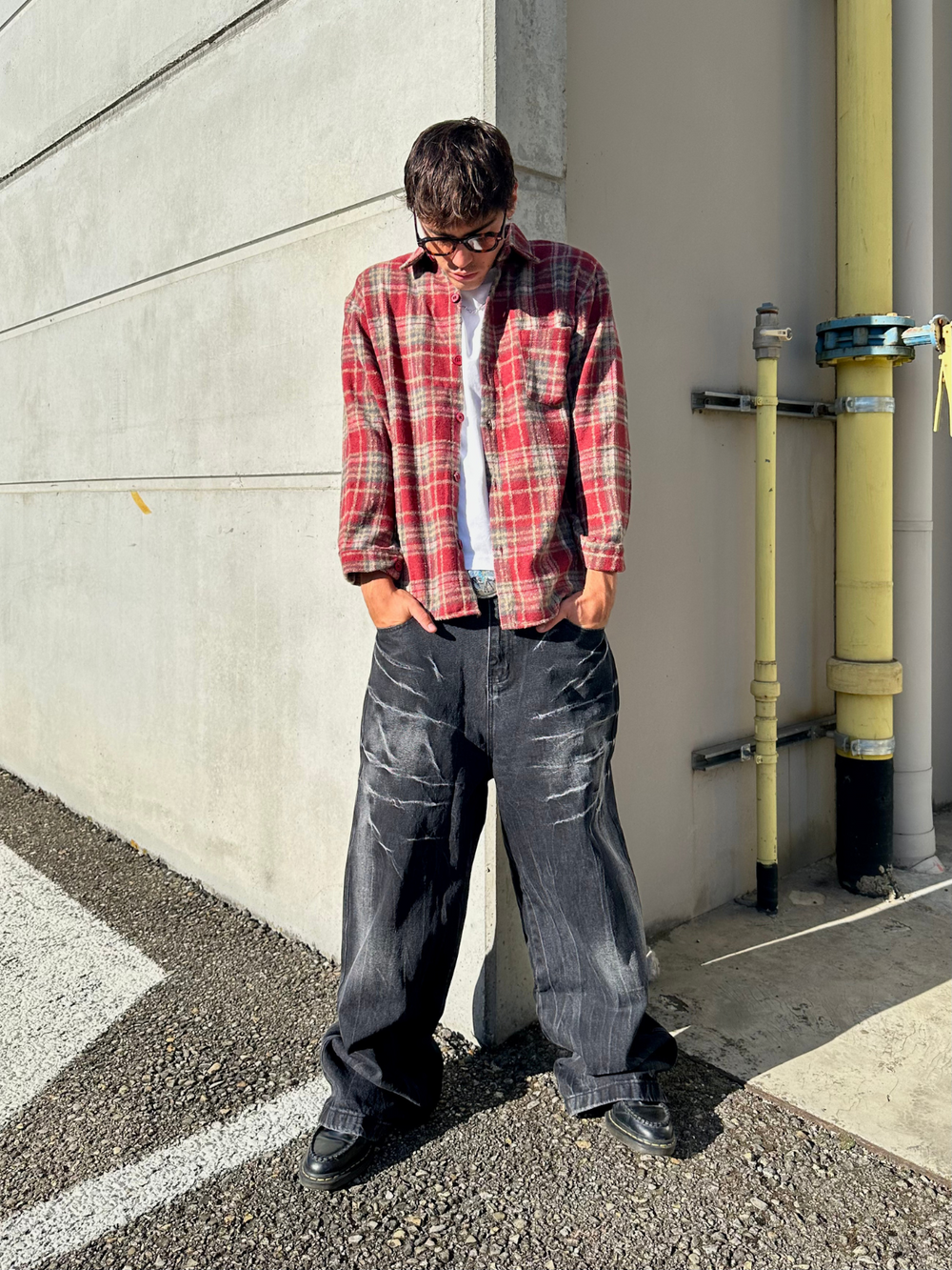 OVER5IZE "shelter" OVERSHIRT BRICK RED