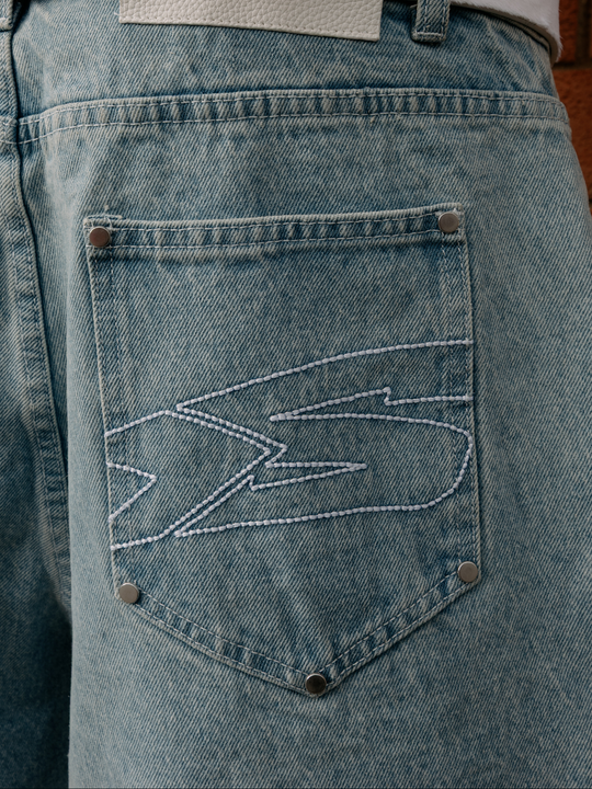 OVER5IZE "struct" JORTS LIGHT BLUE