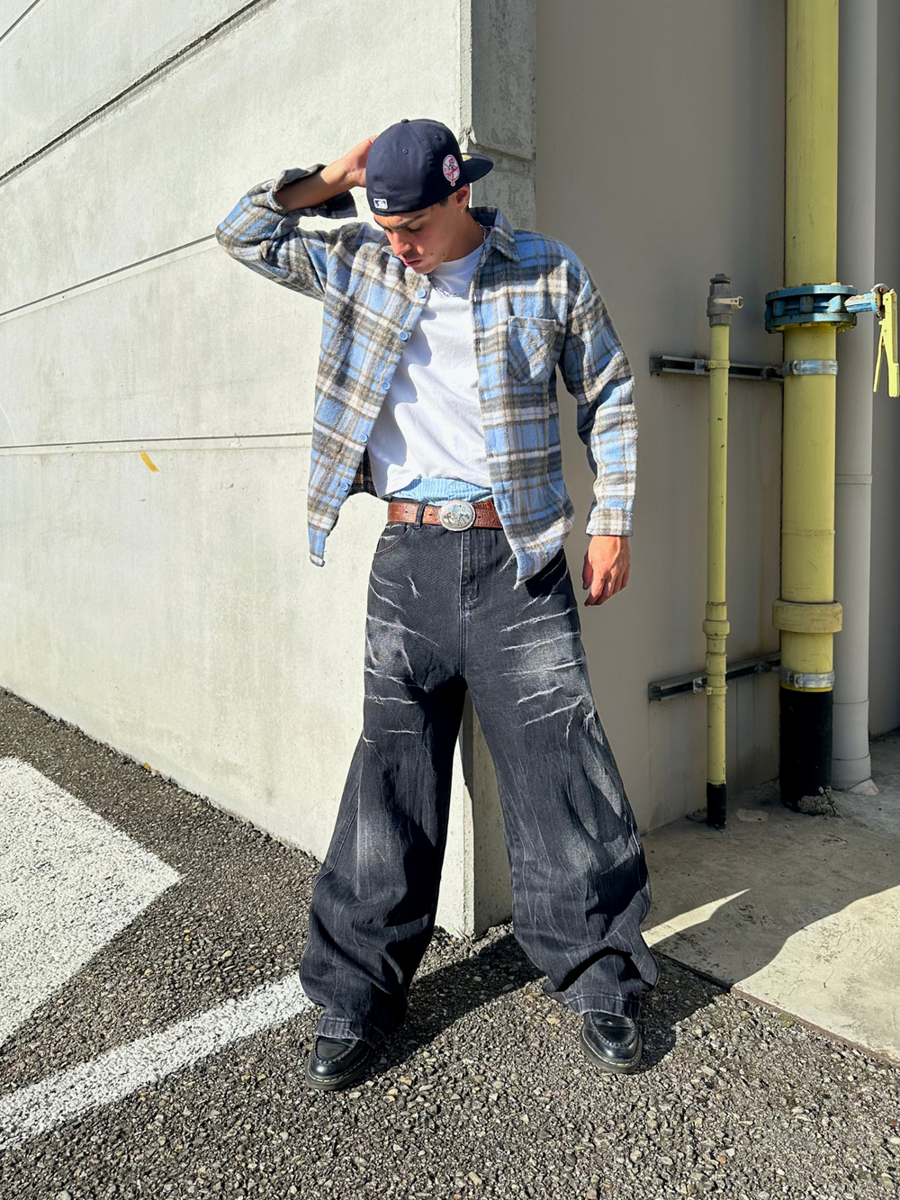 OVER5IZE "shelter" OVERSHIRT ICE BLUE