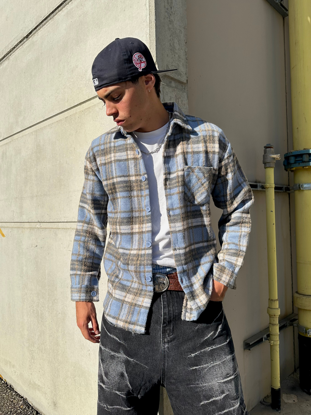 OVER5IZE "shelter" OVERSHIRT ICE BLUE