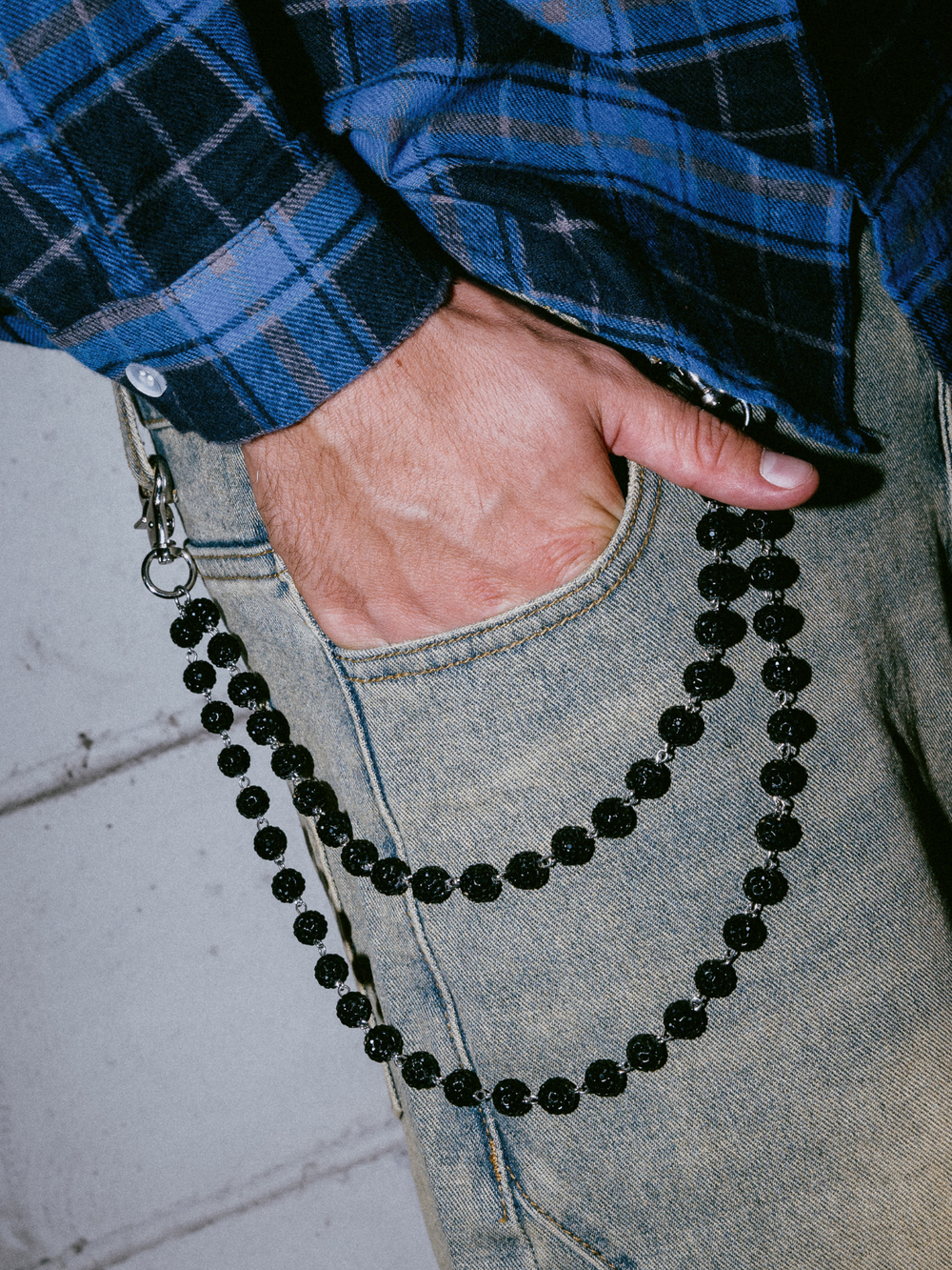 OVER5IZE "shiny" PANTS CHAIN BLACK