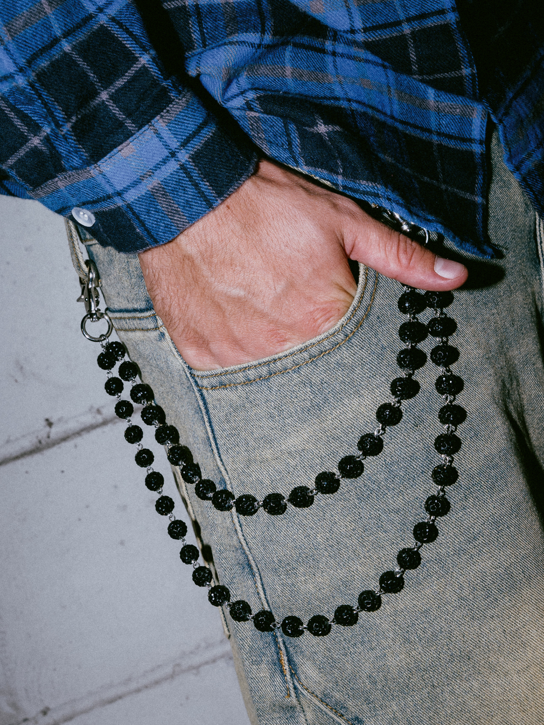 OVER5IZE "shiny" PANTS CHAIN BLACK