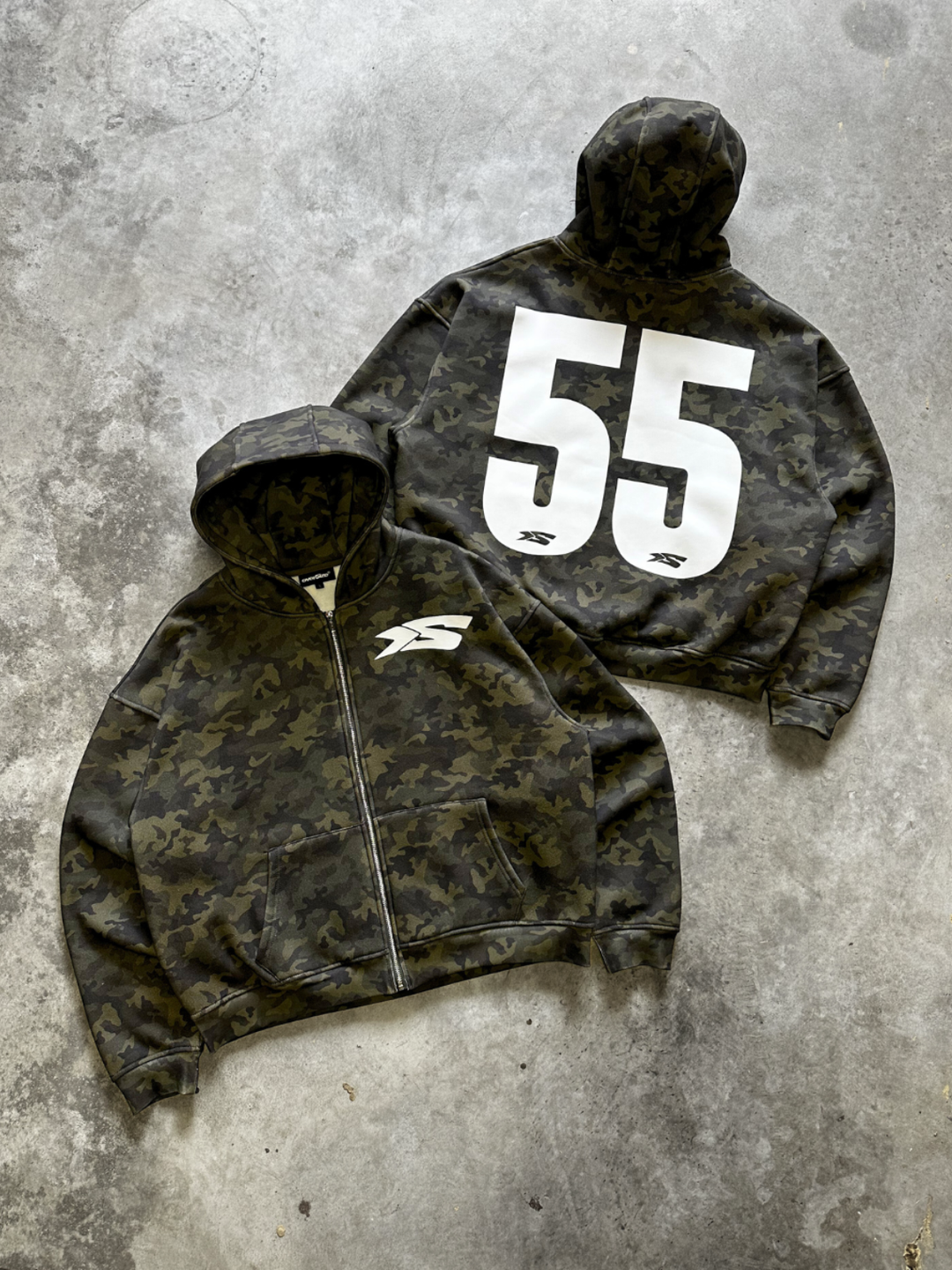 OVER5IZE "Fifty5" ZIP HOODIE IDENTITY CAMO