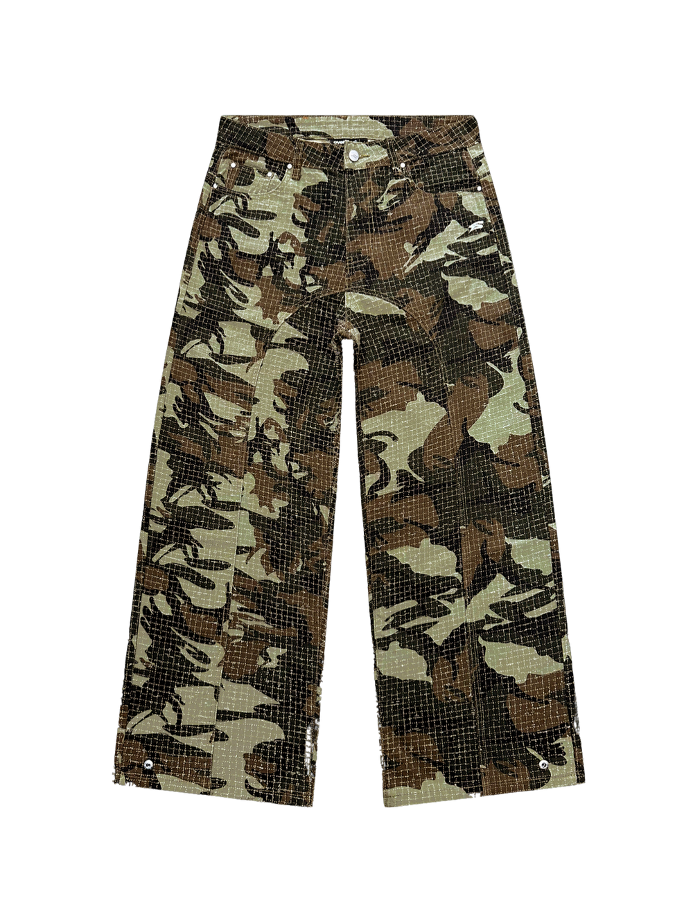 OVER5IZE “stripy” DUAL FIT DISTRESSED CAMO JEANS