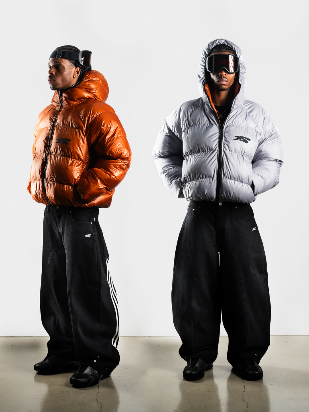 OVER5IZE "DUO" REVERSIBLE PUFFER JACKET ORANGE & GREY
