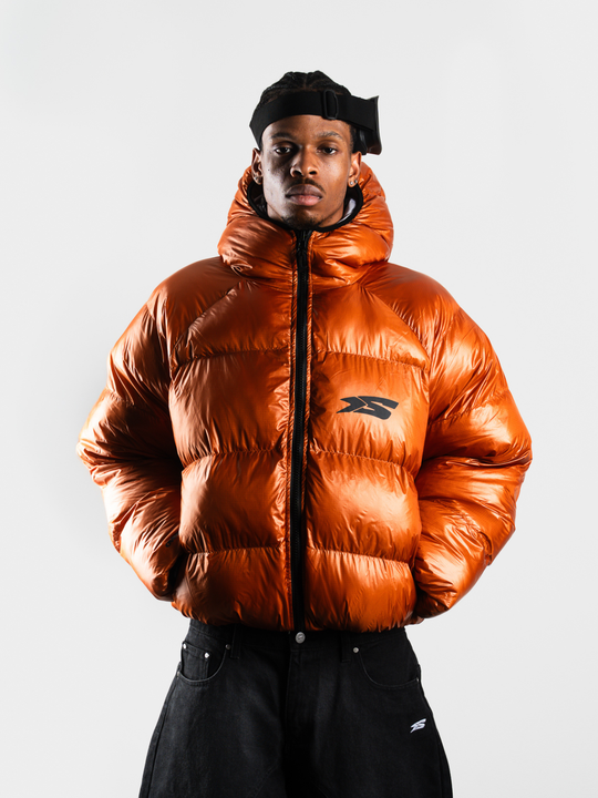 OVER5IZE "DUO" REVERSIBLE PUFFER JACKET ORANGE & GREY