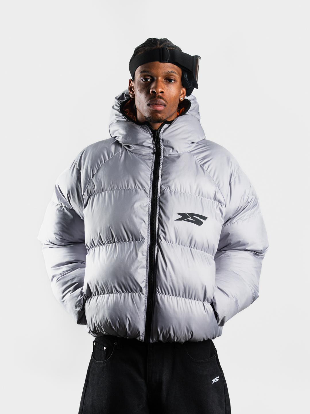 OVER5IZE "DUO" REVERSIBLE PUFFER JACKET ORANGE & GREY