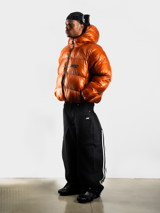 OVER5IZE "DUO" REVERSIBLE PUFFER JACKET ORANGE & GREY