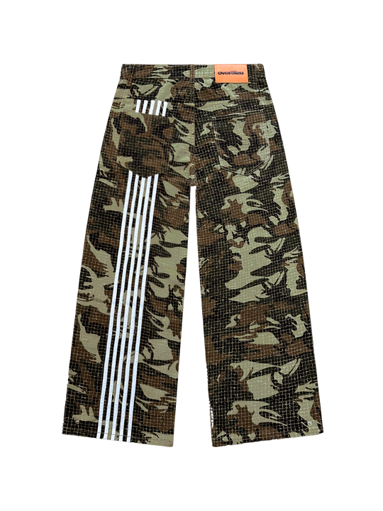 OVER5IZE “stripy” DUAL FIT DISTRESSED CAMO JEANS