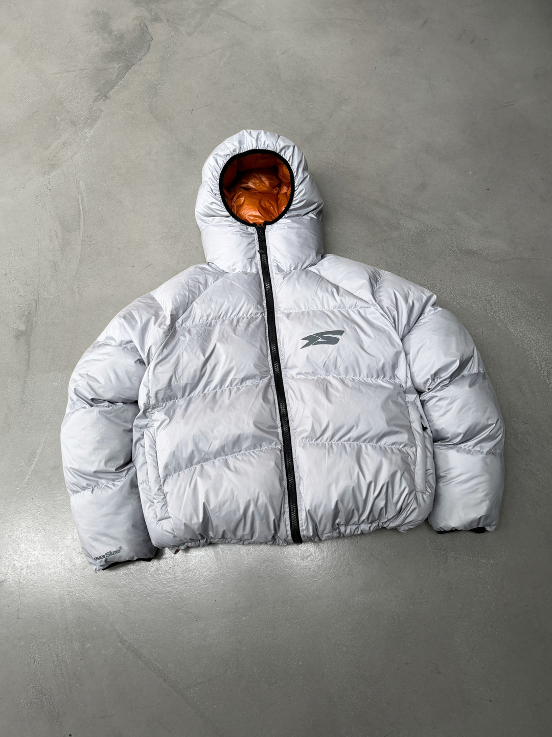 OVER5IZE "DUO" REVERSIBLE PUFFER JACKET ORANGE & GREY