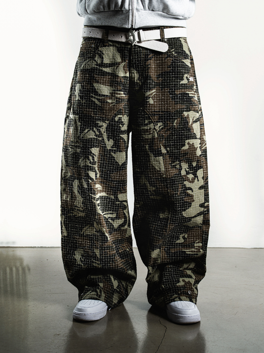 OVER5IZE “stripy” DUAL FIT DISTRESSED CAMO JEANS