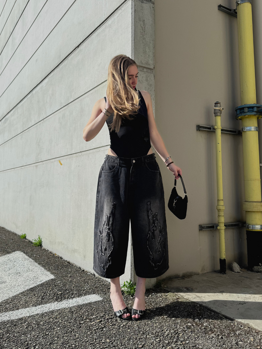 OVER5IZE "fury" JORTS BLACK