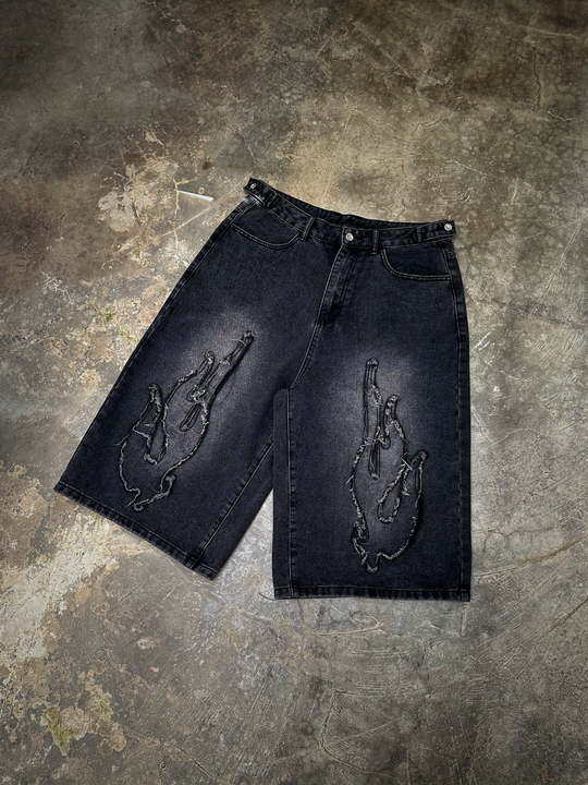 OVER5IZE "fury" JORTS BLACK