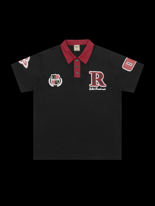 OVER5IZE "glare" POLO BLACK