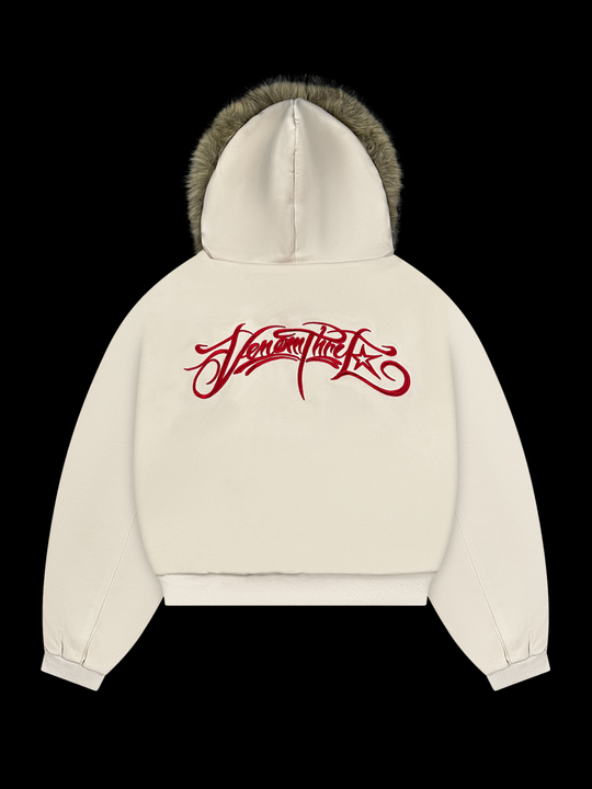 OVER5IZE "evil" FUR JACKET CREAM