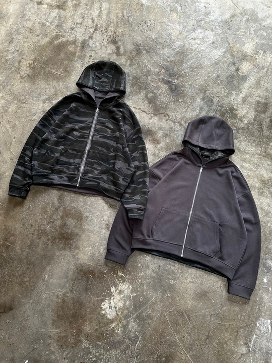 OVER5IZE "fade" DOUBLE-FACED CAMO JACKET