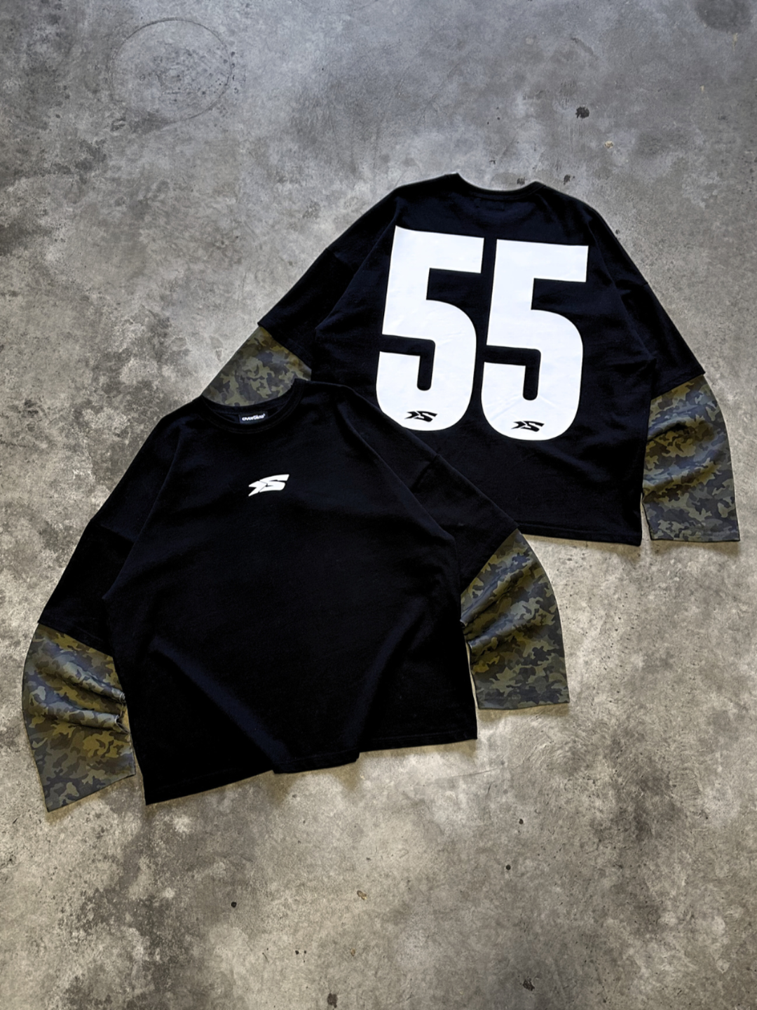 OVER5IZE "Fifty5" LONGSLEEVE BLACK & CAMO