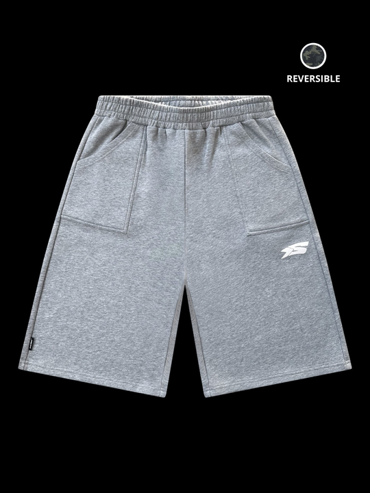 OVER5IZE "rookie" REVERSIBLE JORTS GREY