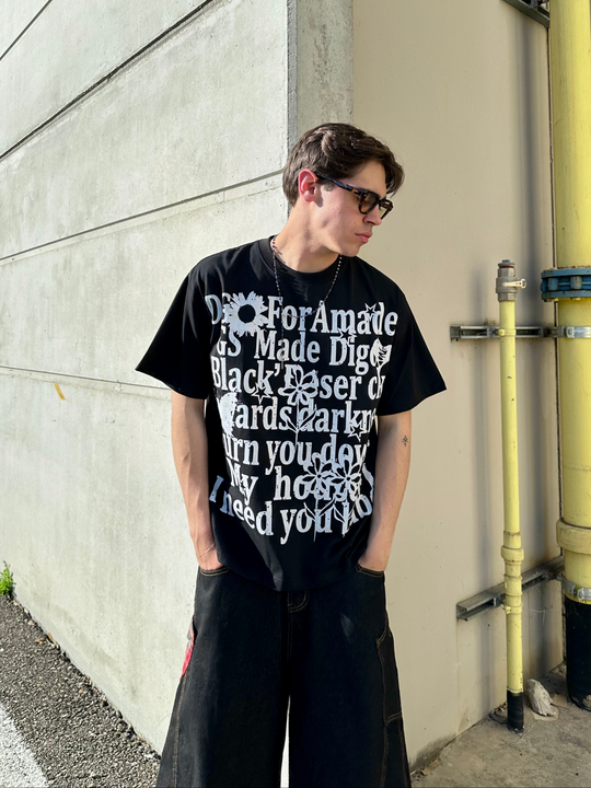 OVER5IZE "focus" HEAVY TEE BLACK
