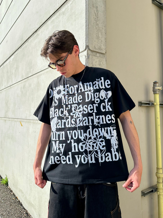 OVER5IZE "focus" HEAVY TEE BLACK