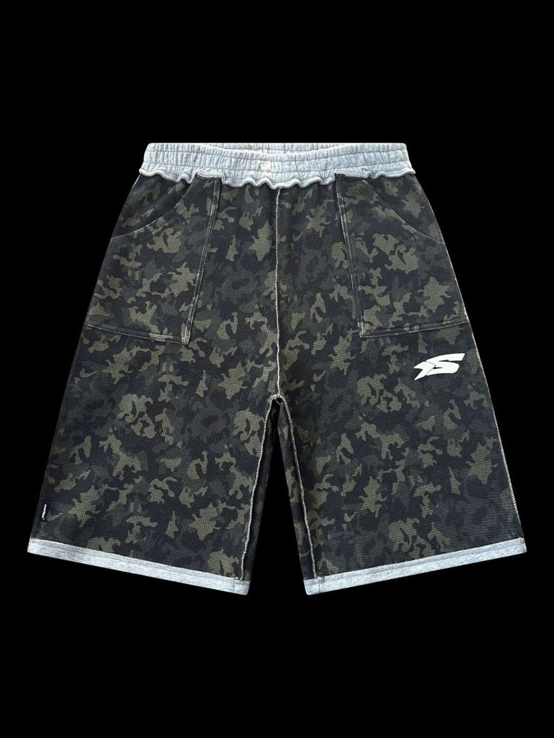 OVER5IZE "rookie" REVERSIBLE JORTS GREY