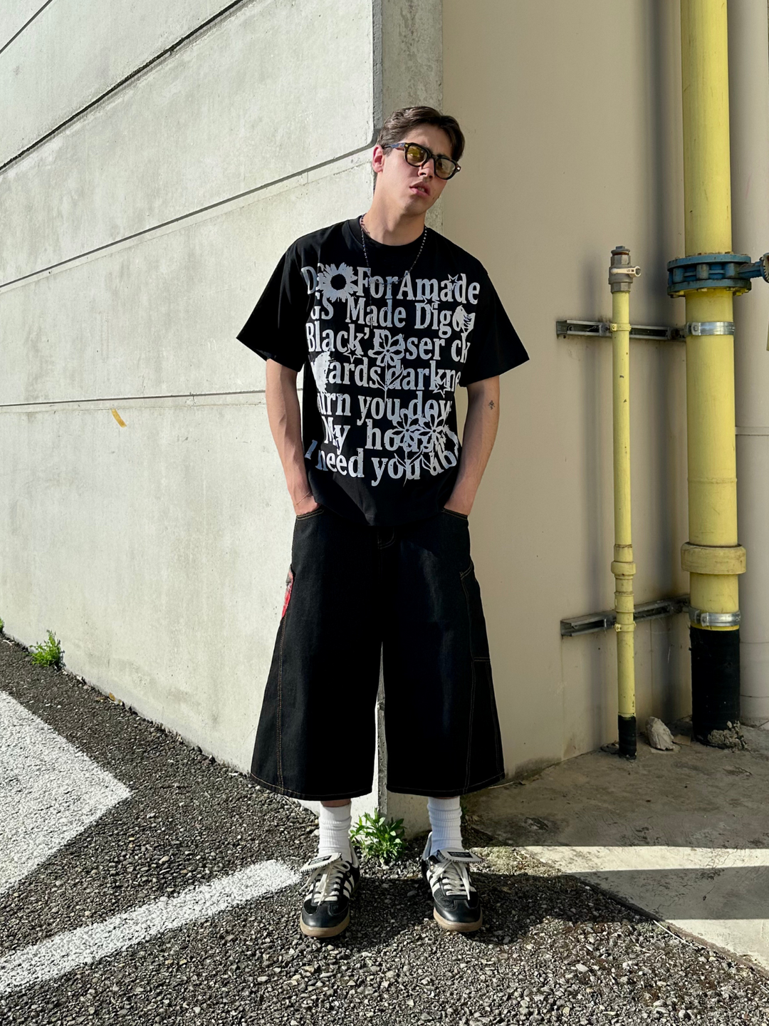 OVER5IZE "focus" HEAVY TEE BLACK