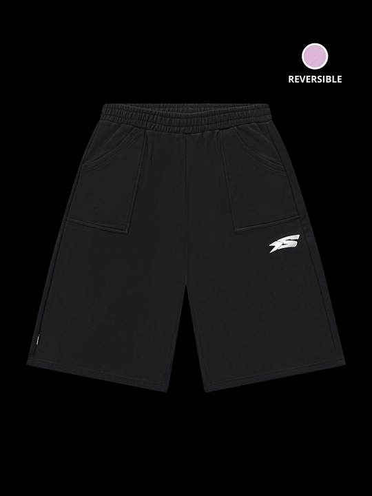 OVER5IZE "rookie" REVERSIBLE JORTS BLACK