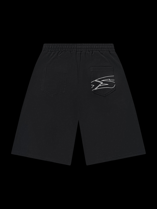 OVER5IZE "rookie" REVERSIBLE JORTS BLACK
