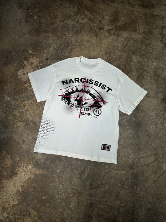 OVER5IZE "narcissist" HEAVY TEE WHITE