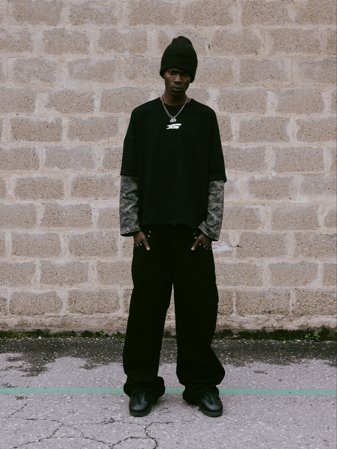 OVER5IZE "Fifty5" LONGSLEEVE BLACK & CAMO