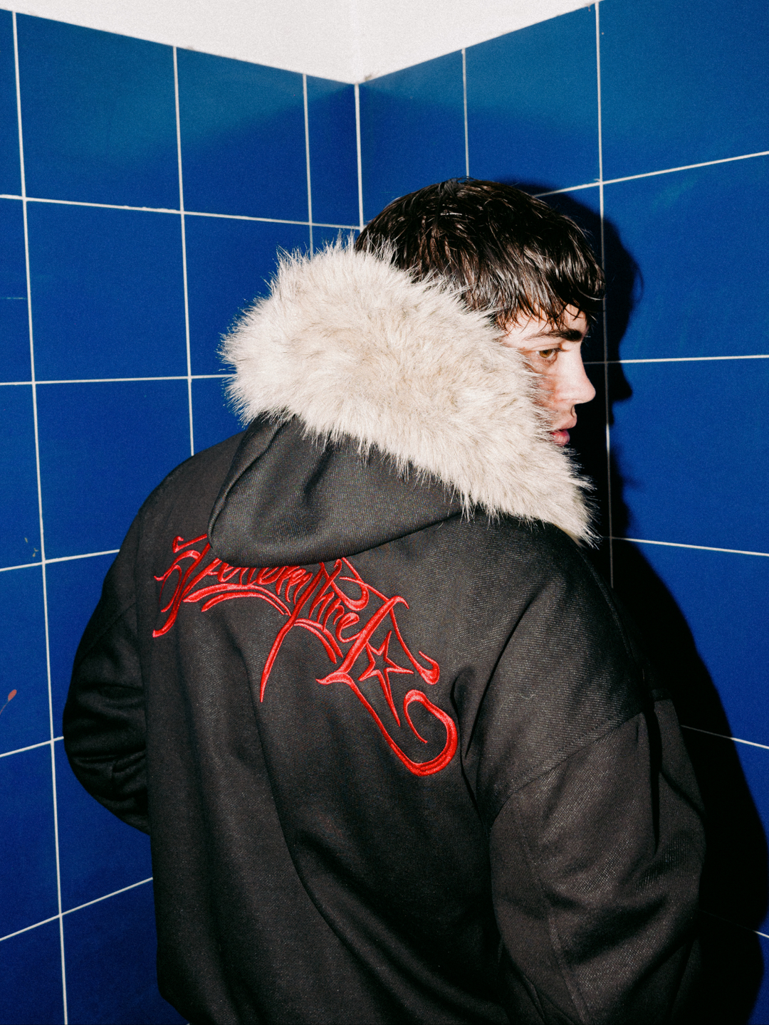 OVER5IZE "evil" FUR JACKET BLACK