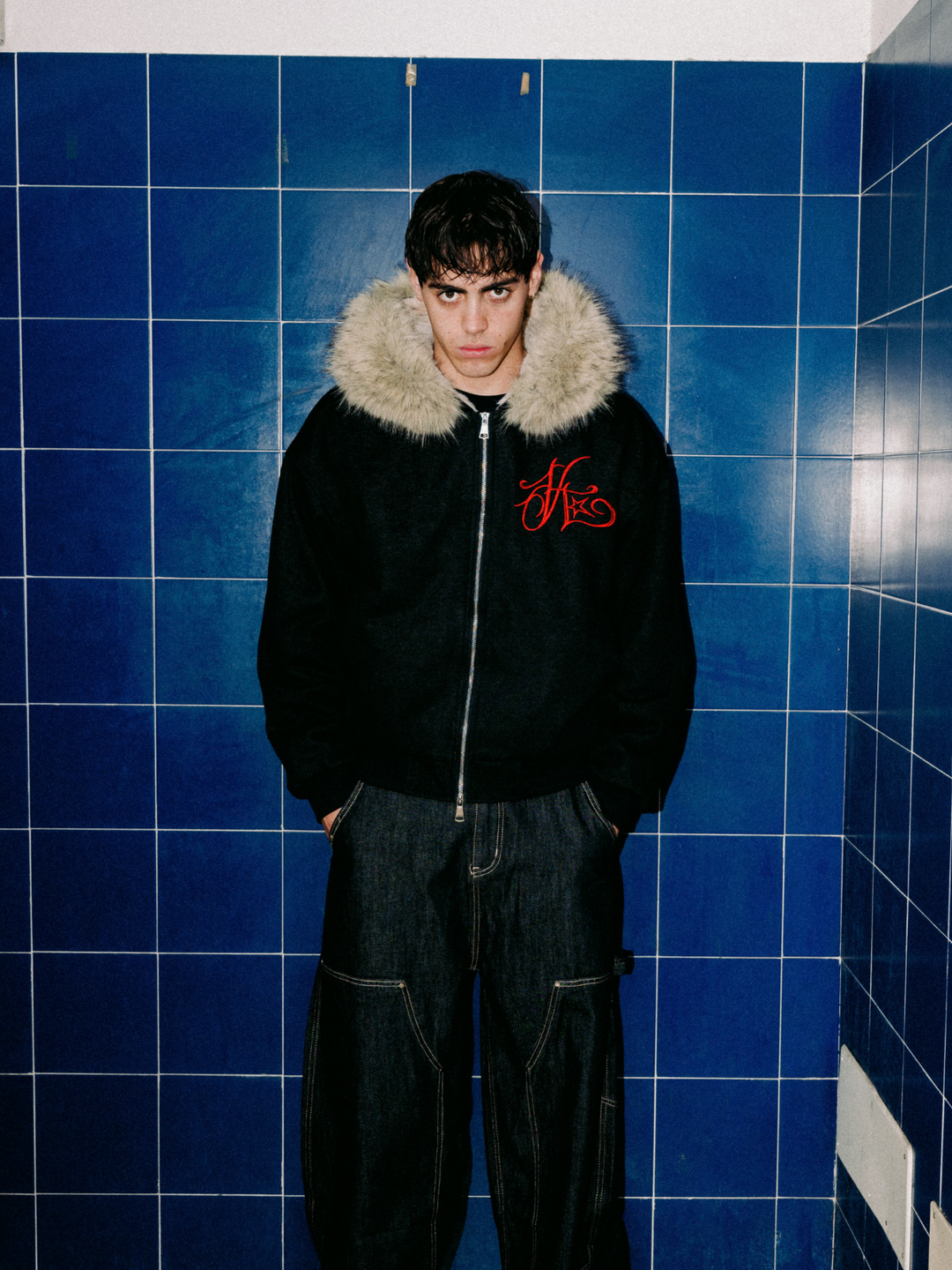 OVER5IZE "evil" FUR JACKET BLACK