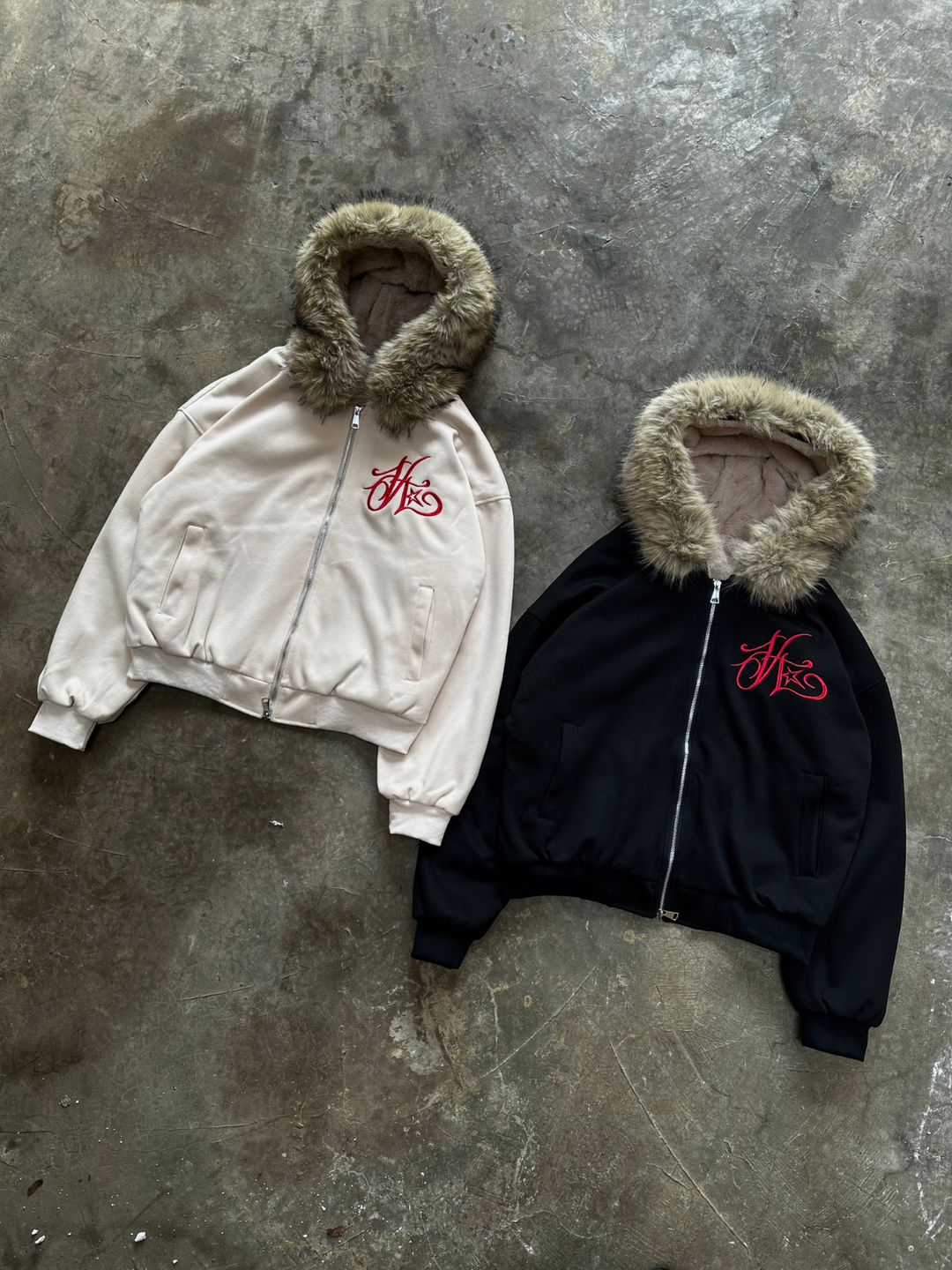 OVER5IZE "evil" FUR JACKET BLACK