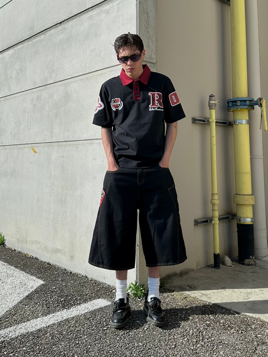 OVER5IZE "glare" POLO BLACK
