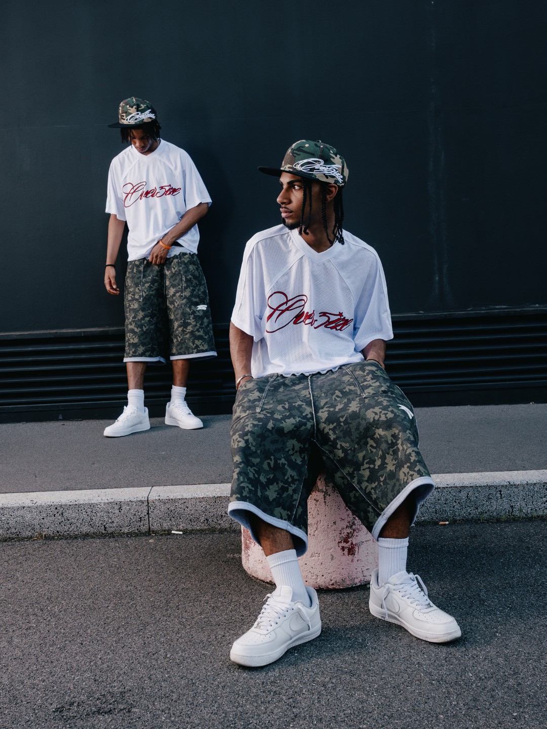 OVER5IZE "rookie" REVERSIBLE JORTS GREY