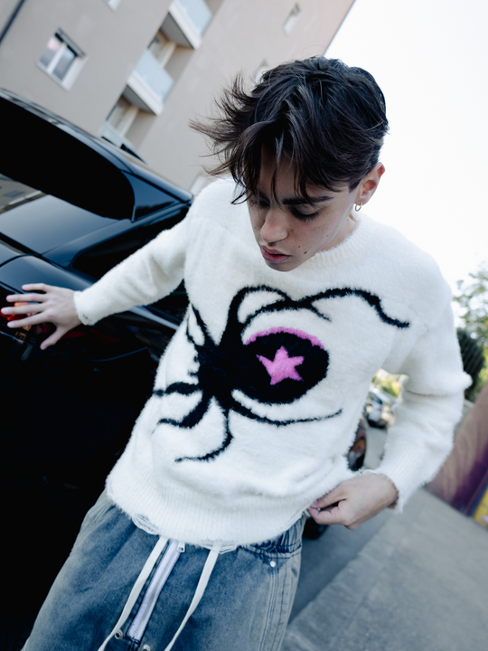 OVER5IZE "spidernest" SWEATER WHITE