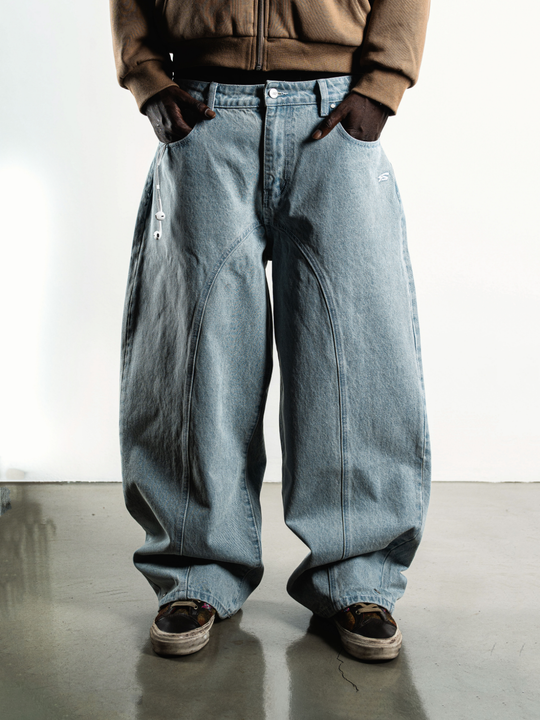 OVER5IZE “stripy” DUAL FIT JEANS LIGHT BLUE